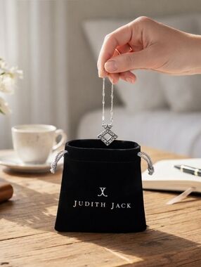 Judith Jack Sterling Silver Marcasite Art Deco Pendant Necklace EUC + Bag & Box